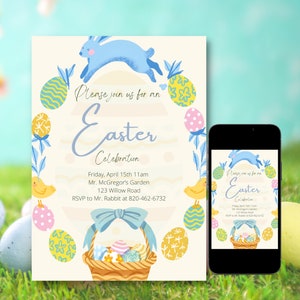 Easter Invitation, Printable Easter Invite Template, Editable Easter Invitation