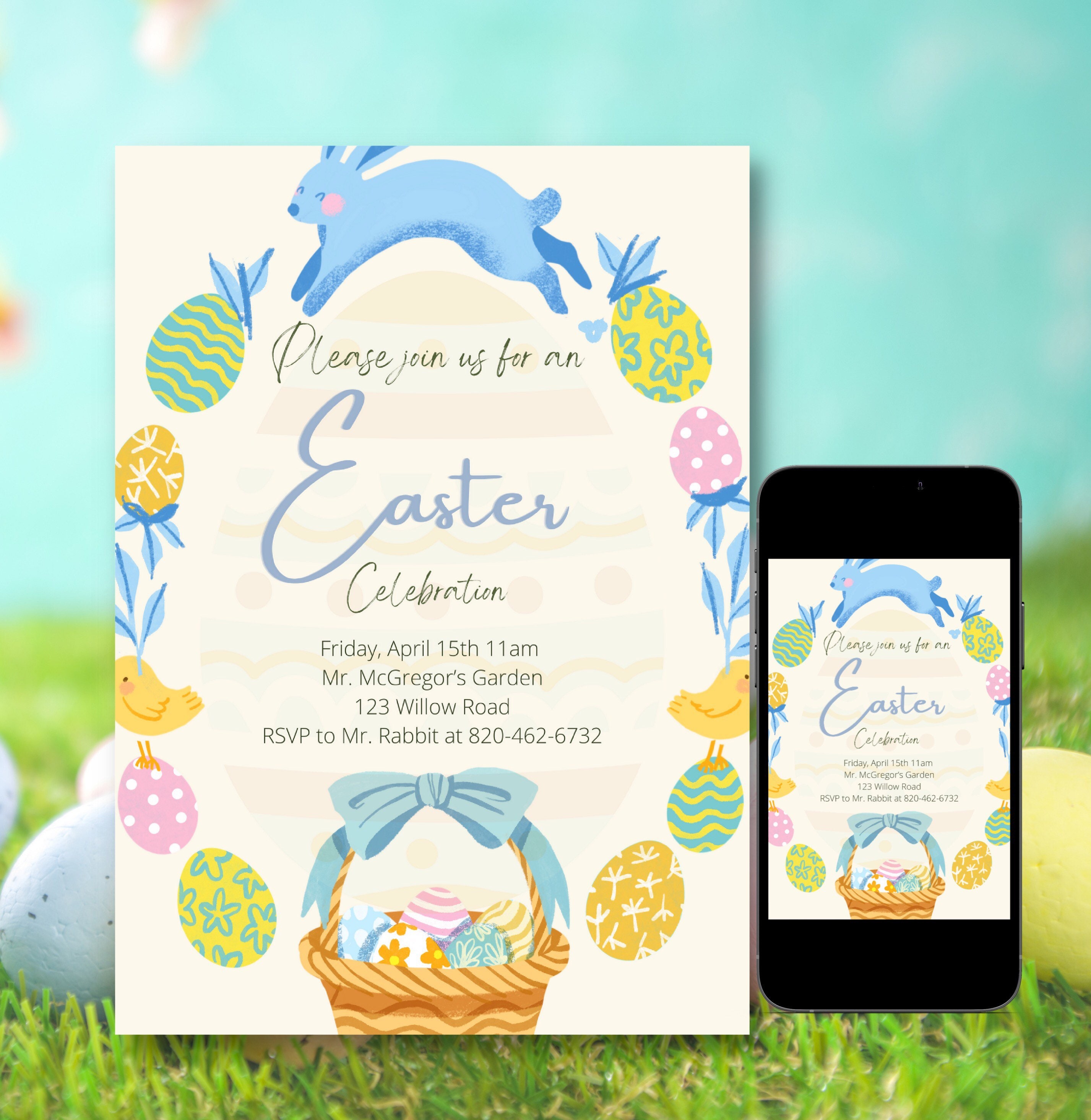 Spring Easter Invitation Easter Invitation, Printable Easter Invite Template, Editable Easter ...