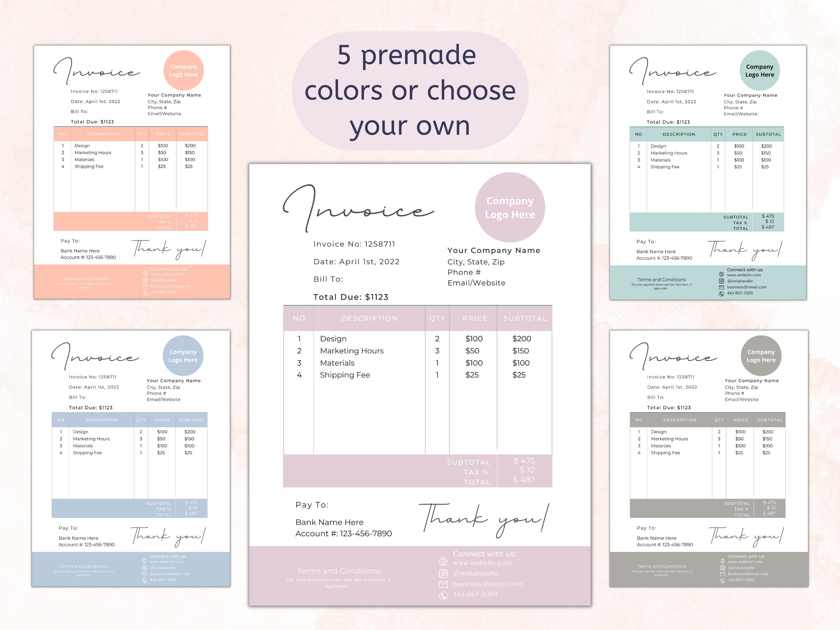 Business Invoice Template, Printable Invoice, Custom Business Invoice ...