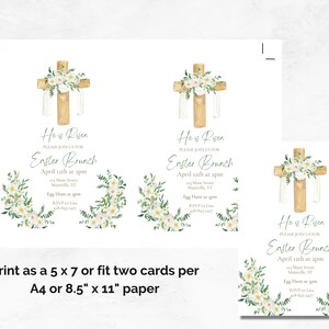 Easter Invitation, Printable Easter Invite Template, He is Risen, Easter Party Invitation