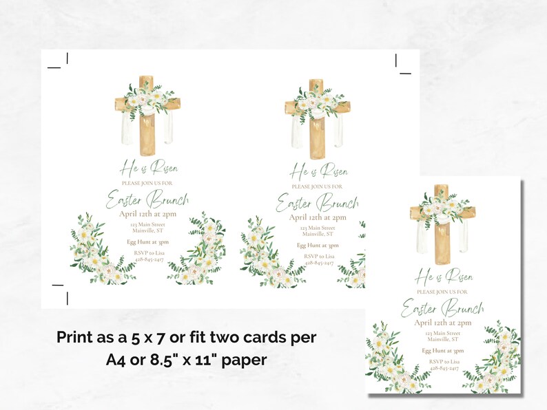 Easter Invitation, Printable Easter Invite Template, He is Risen, Easter Party Invitation