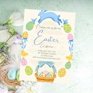 Easter Invitation, Printable Easter Invite Template, Editable Easter Invitation
