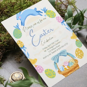 Easter Invitation, Printable Easter Invite Template, Editable Easter Invitation