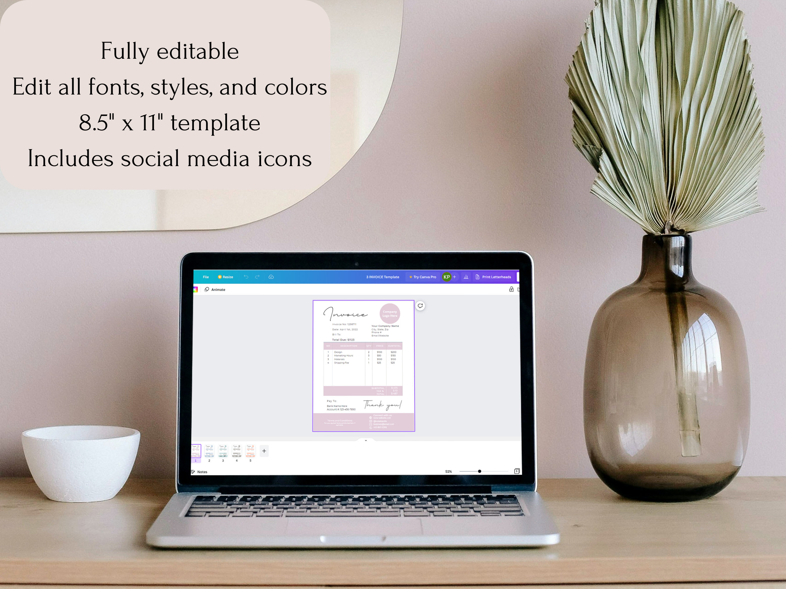Business Invoice Template, Printable Invoice, Custom Business Invoice ...