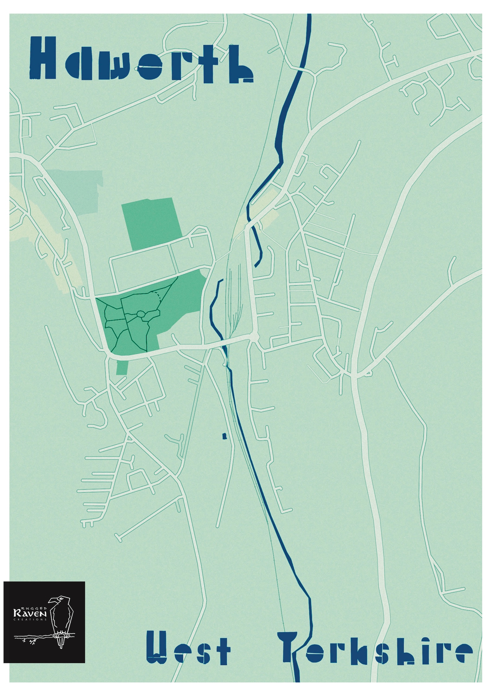 Haworth Map Haworth Map Art Haworth Haworth West Yorkshire Etsy