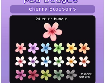 24 Sakura Flower Twitch Badges - Pastell Blumen Kirschblüten-Assets (PNG-Bundle)