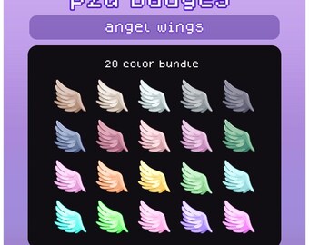 20 Engelsflügel Twitch Badges Bundle Pack - Kawaii Lo-fi Sub & Bit Icons (PNG)