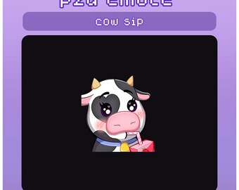 Süßes Kuh Schluck Emote - Erdbeermilch, Twitch/Discord