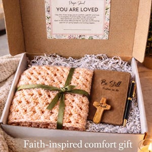 Prayer Shawl Set, Engraved Journal, Pocket Cross, Candle, Affirmation Cards