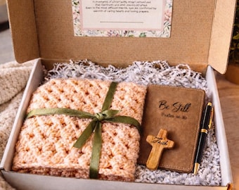 Prayer Shawl Gift Set, Engraved Journal, Pocket Cross, Candle, Affirmation Cards