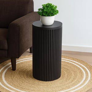 Modern Fluted Mango Wood Side Table