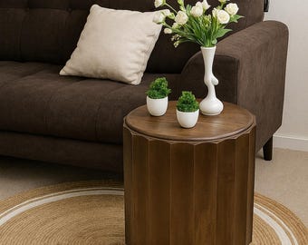 Mesa auxiliar de madera de mango con acento moderno para sala de estar o dormitorio