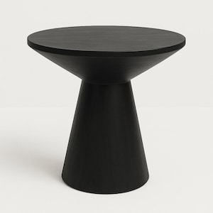 Mango Wood Round Dining Table: Modern Conical Base