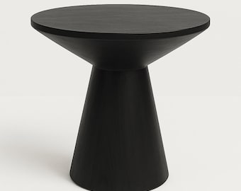 Mango Wood Round Dining Table: Modern Conical Base