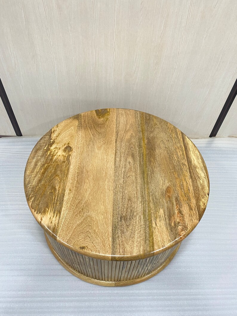 Wooden Fluted Carved Pattern Coffee Table Wooden Center Table Etsy