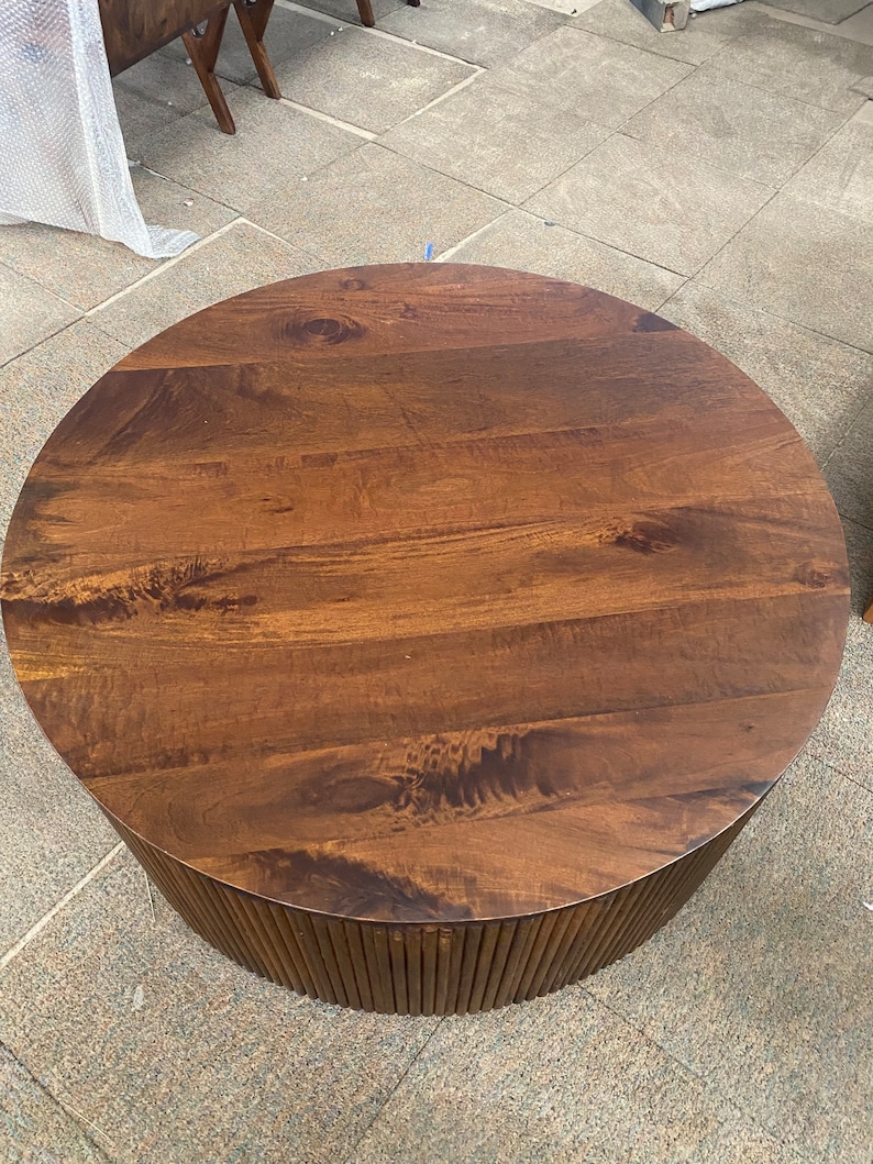Flutted Wooden Coffee Table Mango Wood Coffee Table Wood Etsy