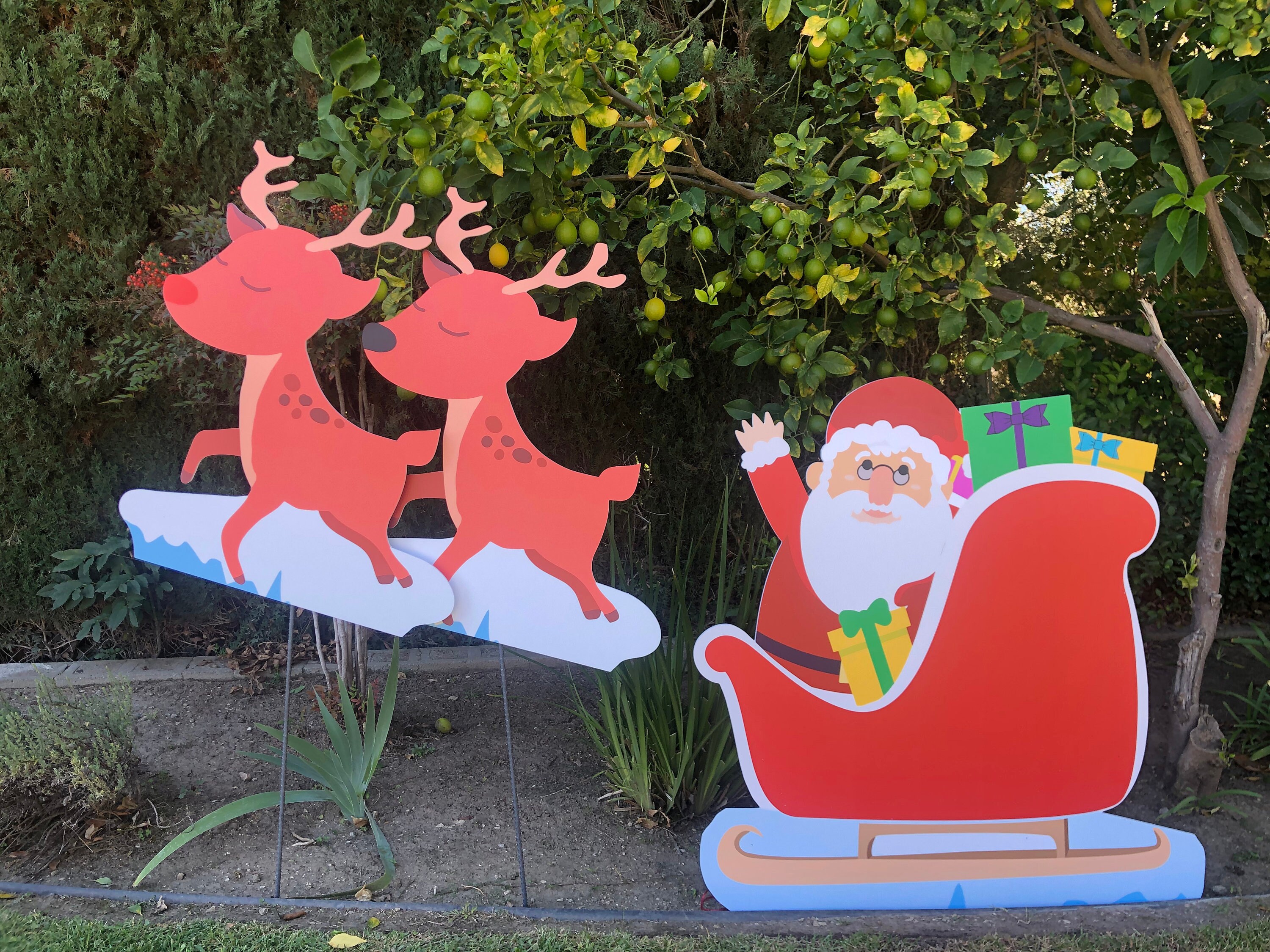 Santa's Sleigh and Reindeer Lawn Decorations: Includes Rudolph - Etsy