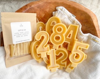 100% Pure Local Beeswax Number Birthday Candles - Handmade Birthday Gift - Countdown Candles