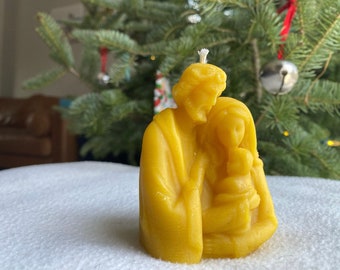 Beeswax Holy Family Nativity Candle - 100% Pure Locally Sourced Beeswax - Christmas Candle