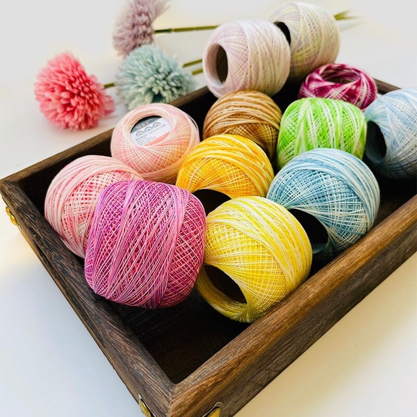 Crochet en coton MKC taille 40, frivolité, fil à tricoter, boules de dentelle, fin, 20 g (0,7 oz), 262 pieds (240 m) rose/rouge/jaune/orange/marron/couleurs mélangées
