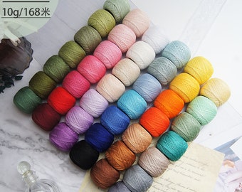 Crochet en coton MKC taille 80, frivolité, fil à tricoter, boules de dentelle, fin, 10 g (0,35 oz), 183 pieds (168 m) vert/bleu/gris/couleurs mélangées