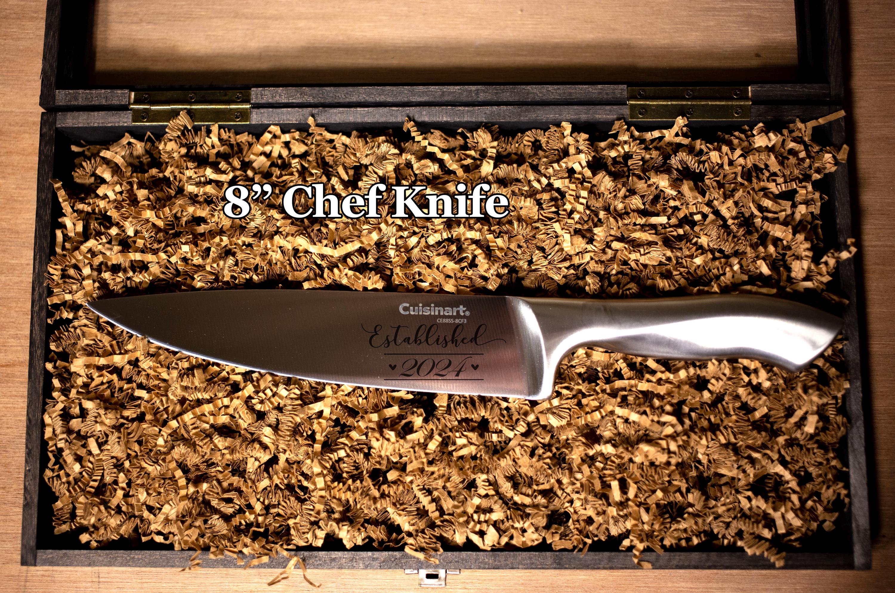 Custom Graphic Stainless Steel Chef Knife, Family Knife, Business Card, Chef Gift, Custom Wedding Gift, Engraved Knife, Shadow Box
