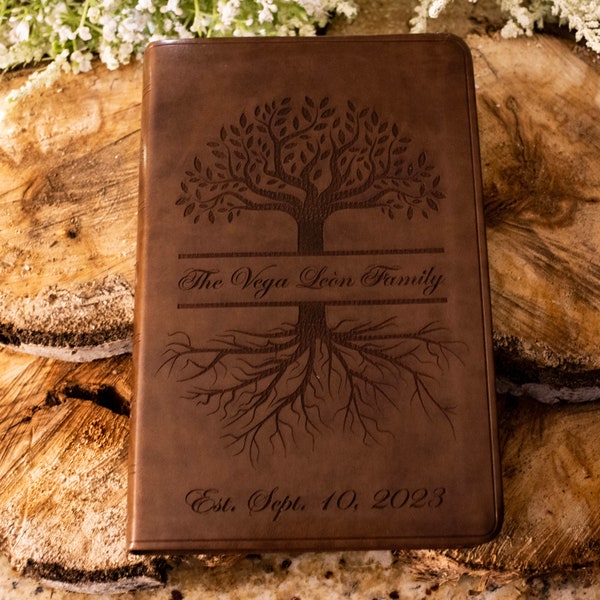 Personalize Family Bible Family Name Leather ESV Gift Wedding Anniversary Gift Personalized Baptism Gift Custom Graduation Gift
