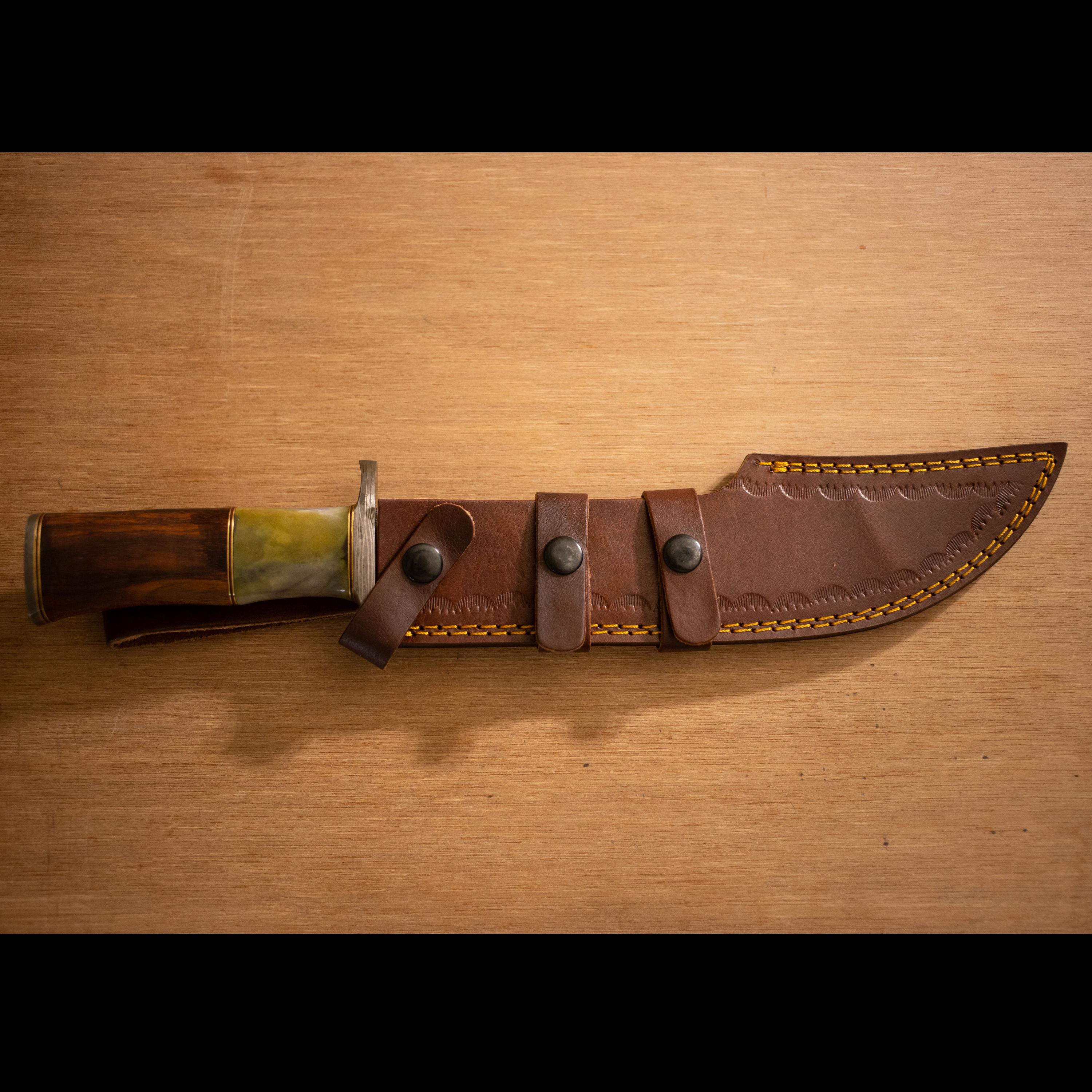 Hunting Knife Handmade Engraved Damascus with Bone Wood Handle Gift for Father Wedding Bowie Knife Birthday Anniversary Gift Camping Knife
