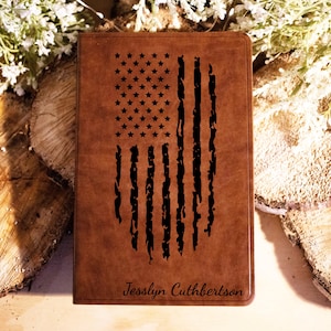 Personalize Family Bible Family Name Leather ESV Gift Wedding Anniversary Gift Personalized Gift Custom Graduation Gift American Flag Murica