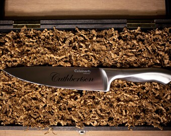 Personalized Stainless Steel Chef Knife, Family Knife, Housewarming Gift, Chef Gift, Custom Wedding Gift, Engraved Knife, Shadow Box