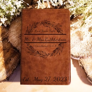 Personalize Family Bible Family Name Leather ESV Gift Wedding Anniversary Gift Personalized Gift Custom Graduation Gift Love Never Fails
