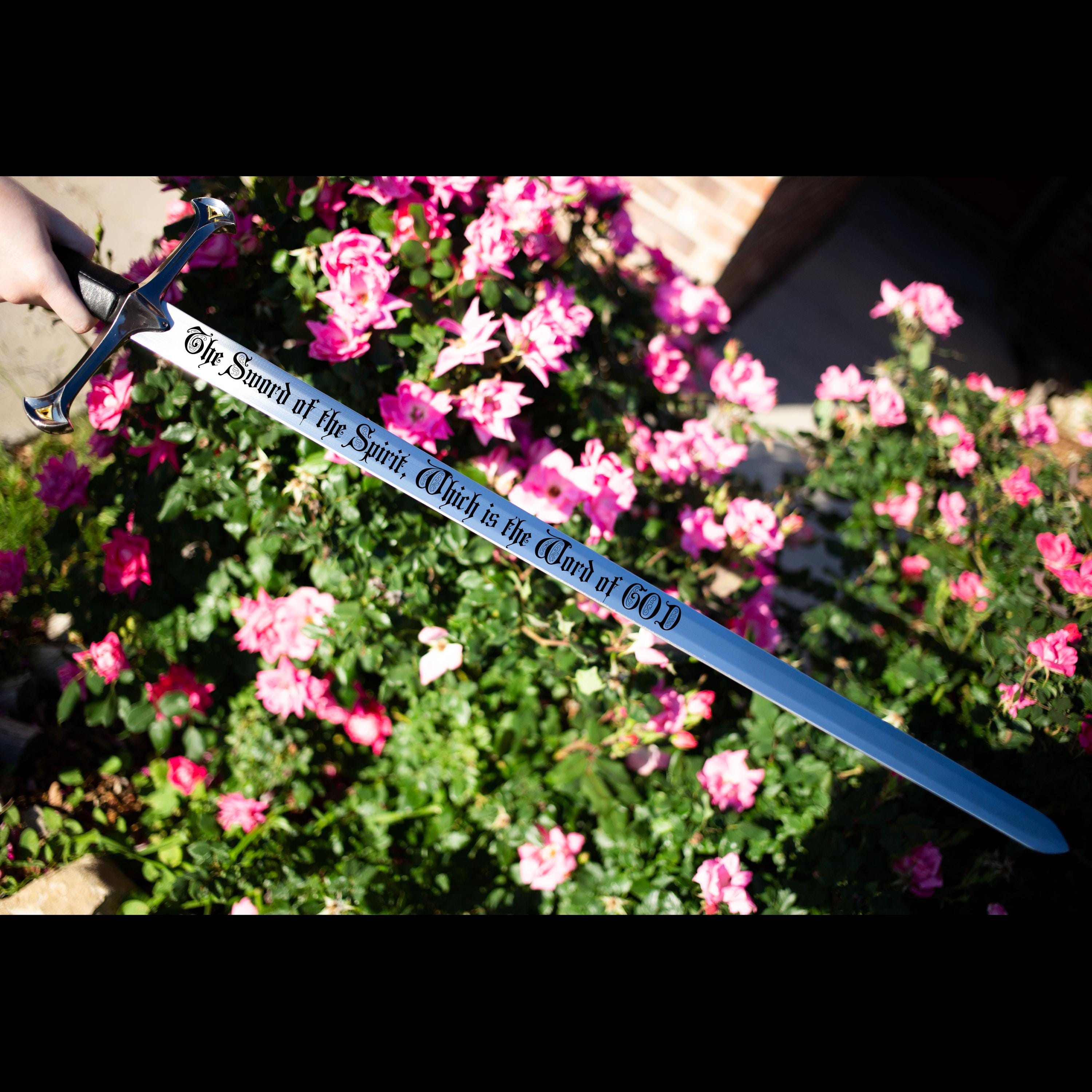 Christian Sword, Medieval Sword, Laser Engraved Medieval Sword, Gift for Him, Gift for Husband, Gift for Boyfriend, Sword of the Spirit