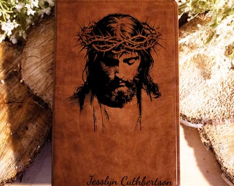 Personalize Family Bible Family Name Leather ESV Gift Wedding Anniversary Gift Personalized Custom Graduation Christ Jesus Crown of Thorns