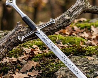 Espada de boda personalizada, espada medieval grabada a medida, regalo para padrinos de boda, regalo de aniversario para él, regalo único para marido, espada de cosplay.