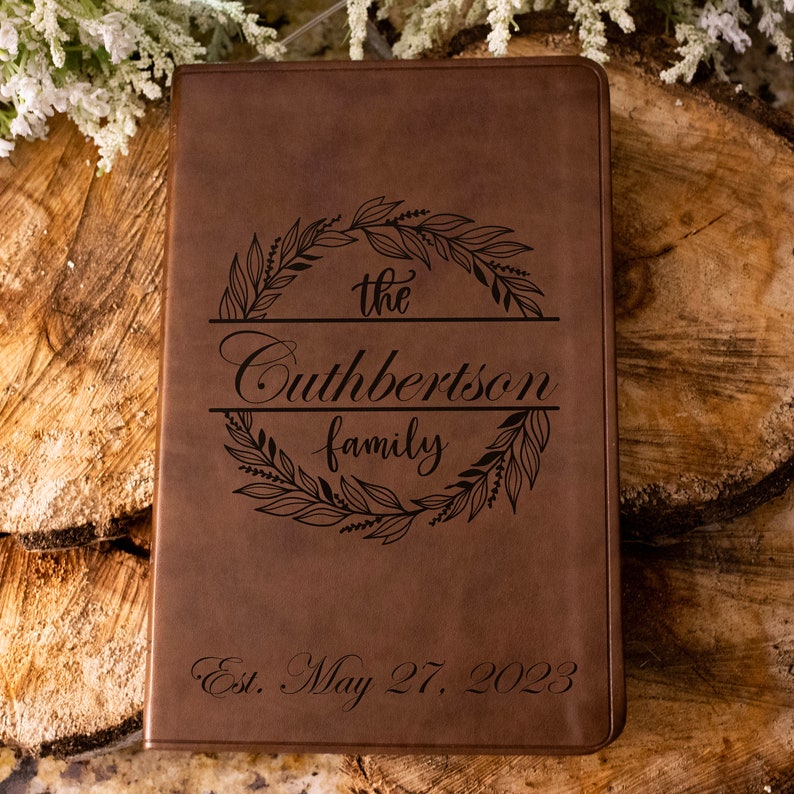 Personalize Family Bible Family Name Leather ESV Gift Wedding Anniversary Gift Personalized Baptism Gift Custom Graduation Gift