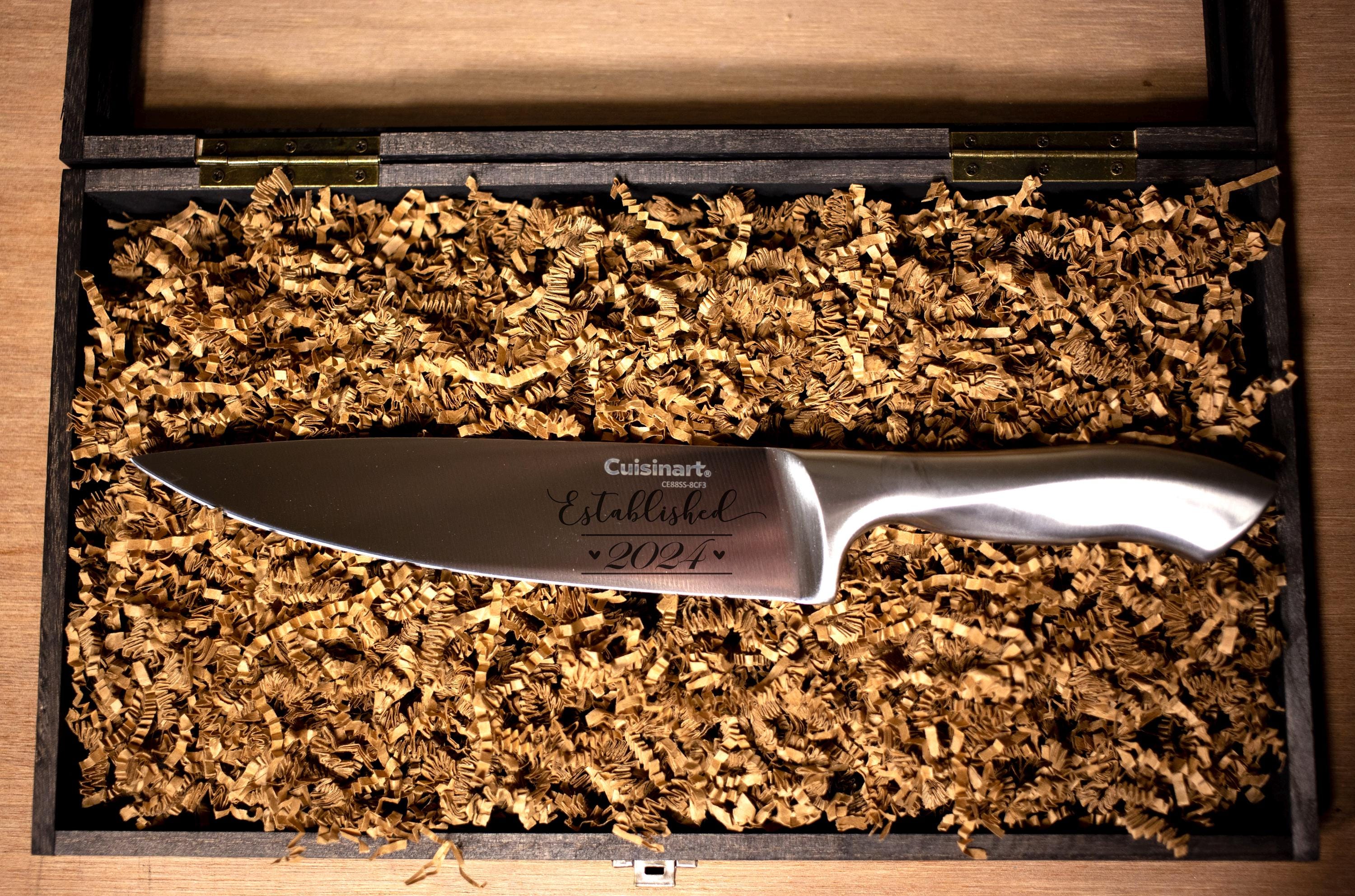 Custom Graphic Stainless Steel Chef Knife, Family Knife, Business Card, Chef Gift, Custom Wedding Gift, Engraved Knife, Shadow Box
