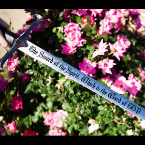 Christian Sword, Medieval Sword, Laser Engraved Medieval Sword, Gift for Him, Gift for Husband, Gift for Boyfriend, Sword of the Spirit