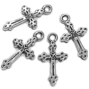 Silver small crosses mini cross charms beads cross pendants for jewelry making tiny cross pendant for women bulk religious charms 100pcs bag