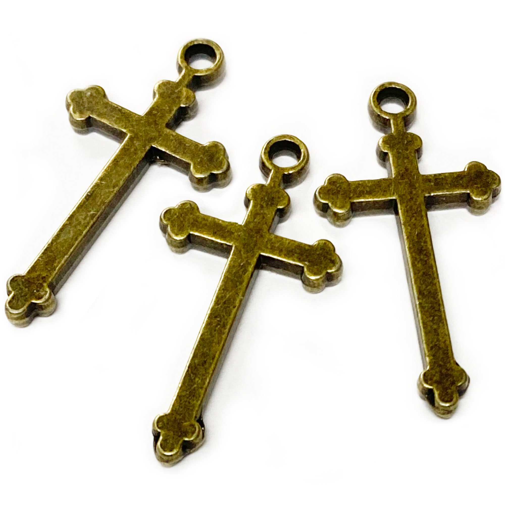 15pcs Gold XL cross charms