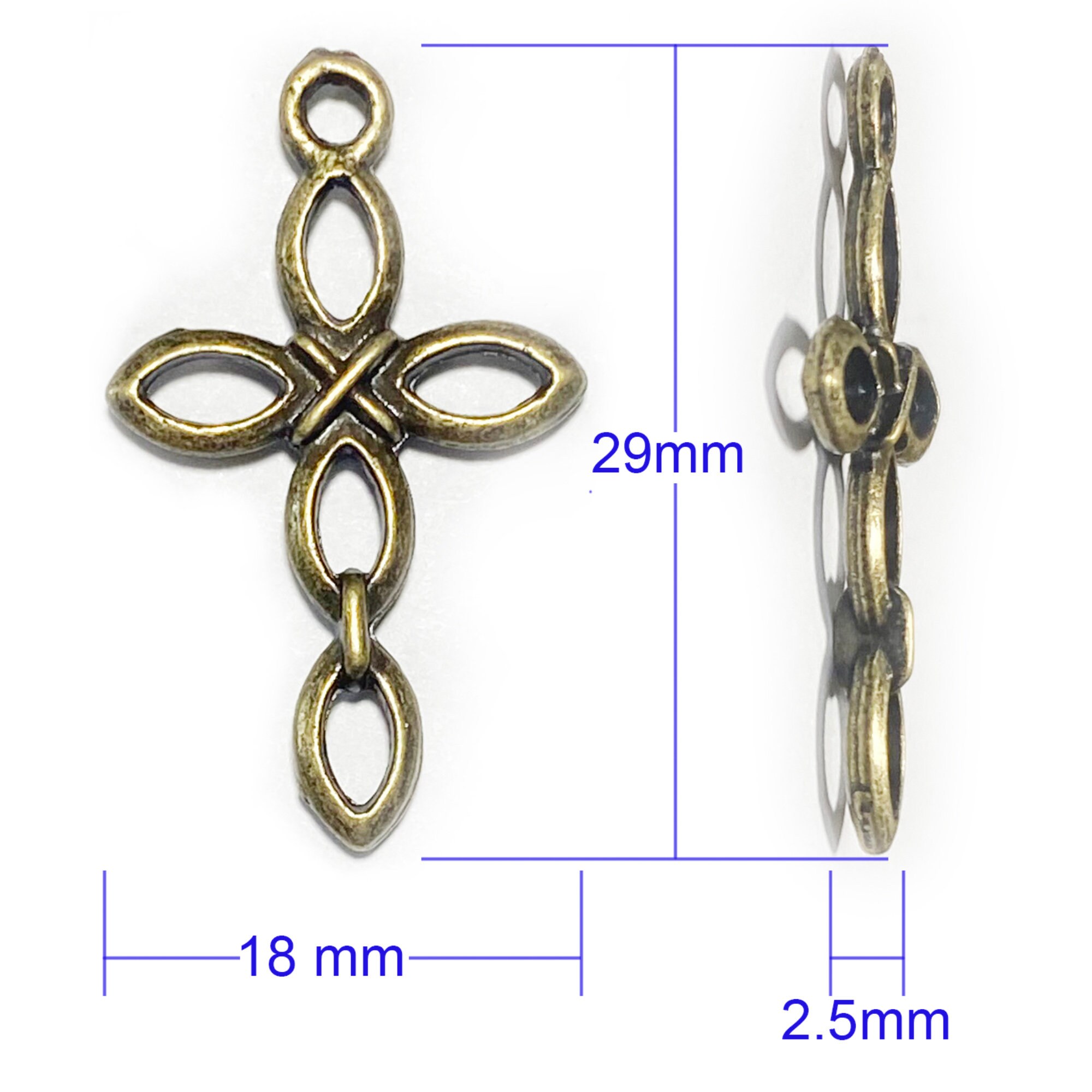 Silver Small Crosses Mini Cross Charms Cross Beads for Bracelets Craft