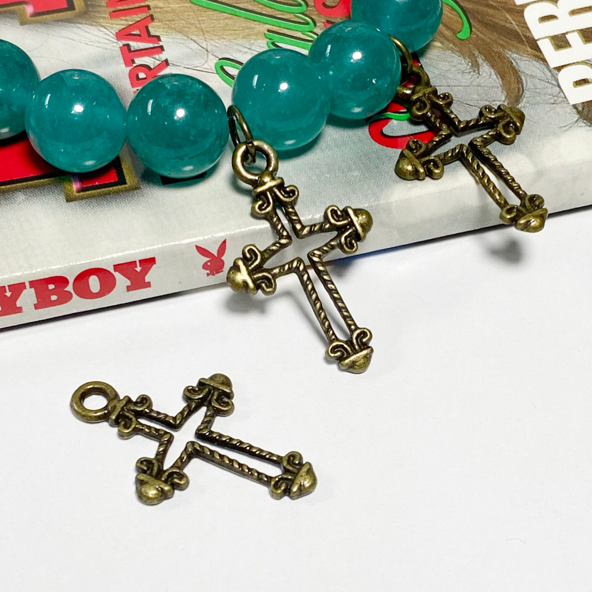 Silver Small Crosses Mini Cross Charms Beads Cross Pendants 