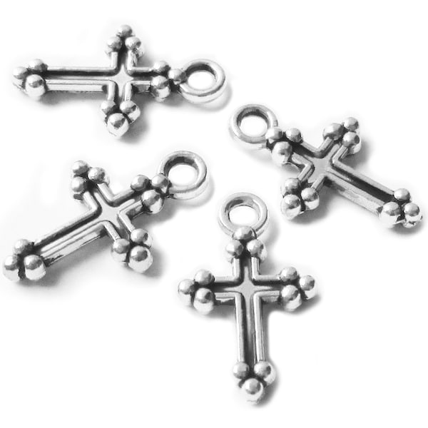 Silver small crosses mini cross charms beads cross pendants for jewelry making tiny cross pendant for women bulk religious charms 200pcs bag
