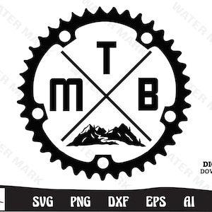 Mountainbike svg - cool Mtb Kettenblatt Silhouette Radfahren svg Clipart sofortiger digitaler download