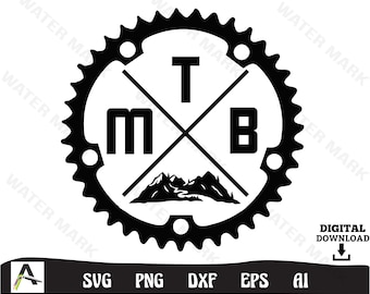 Mountainbike kettingblad SVG: MTB silhouet clipart (digitale download)