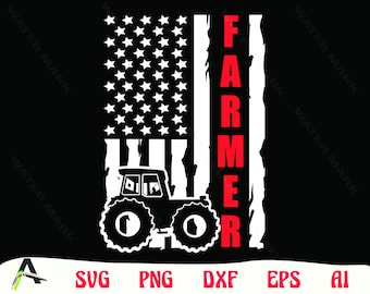 Farmer Traktor svg - cool amerikanische Flagge Traktor Landwirt Tracktor svg instant digital download