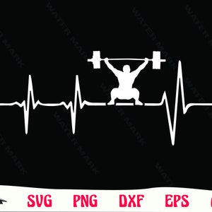 Gewichtheffen svg cut file - cool heartbeat bodybuilder svg voor cricut vector silhouet digitale download