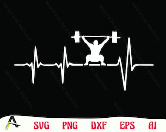 Weightlifting Heartbeat SVG: Bodybuilder Cut File (Digital Download)