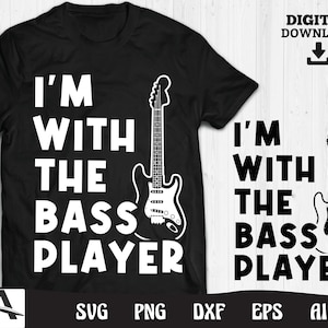 Basgitaar svg - im met de bassist cut file clipart silhouet basgitaar digitale download