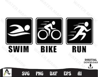 Triathlon Svg Swim Bike Run Triathlon Art Triathlete Cut File