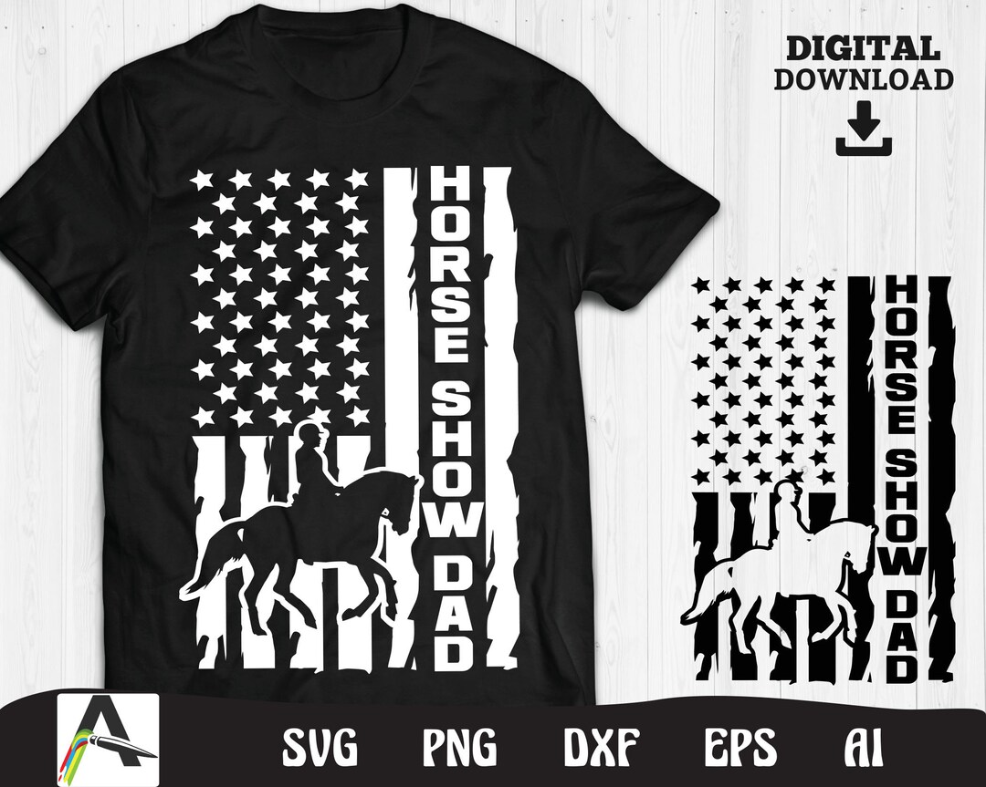 Horse Svg File Horse Show Dad American Flag Cut File Clipart Instant